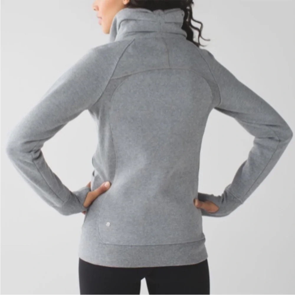 Lululemon Cozy Cuddle Up Asymmetrical Zip Jacket High Collar Gray Size 2